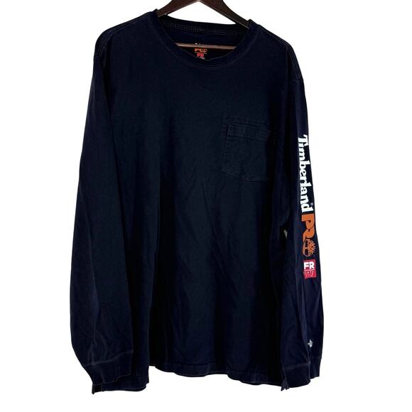 Timberland PRO FR CAT 2 2112 Long Sleeve Crewneck Shirt Mens 3XL Navy Blue Work - Picture 1 of 9